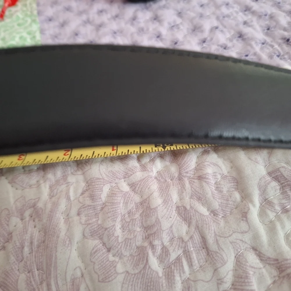 Men's Black Leather Belt with Silver Buckle